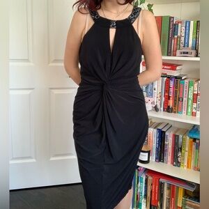 Decode black dress with beaded collar